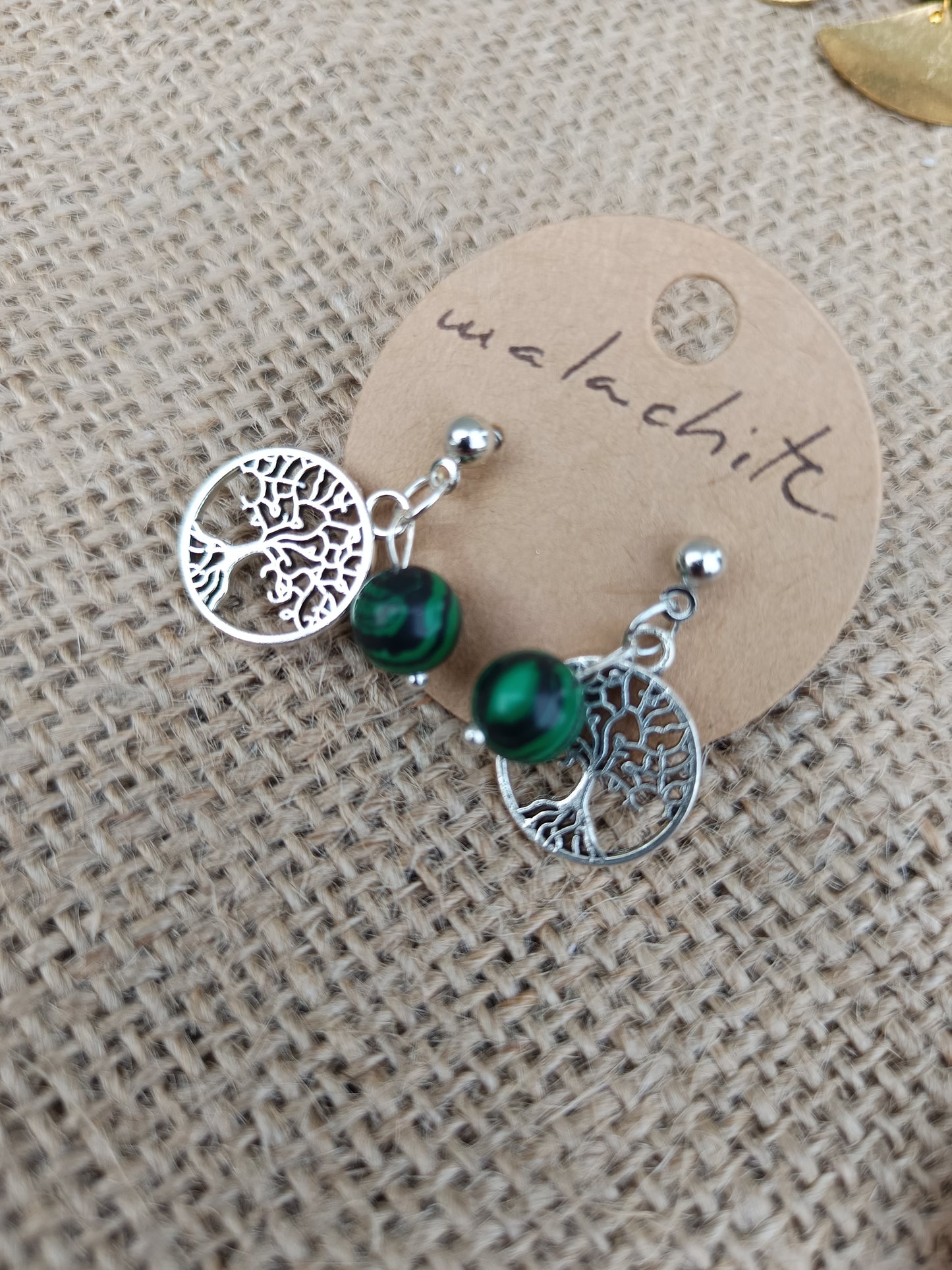 Orecchini in Malachite e Albero della vita