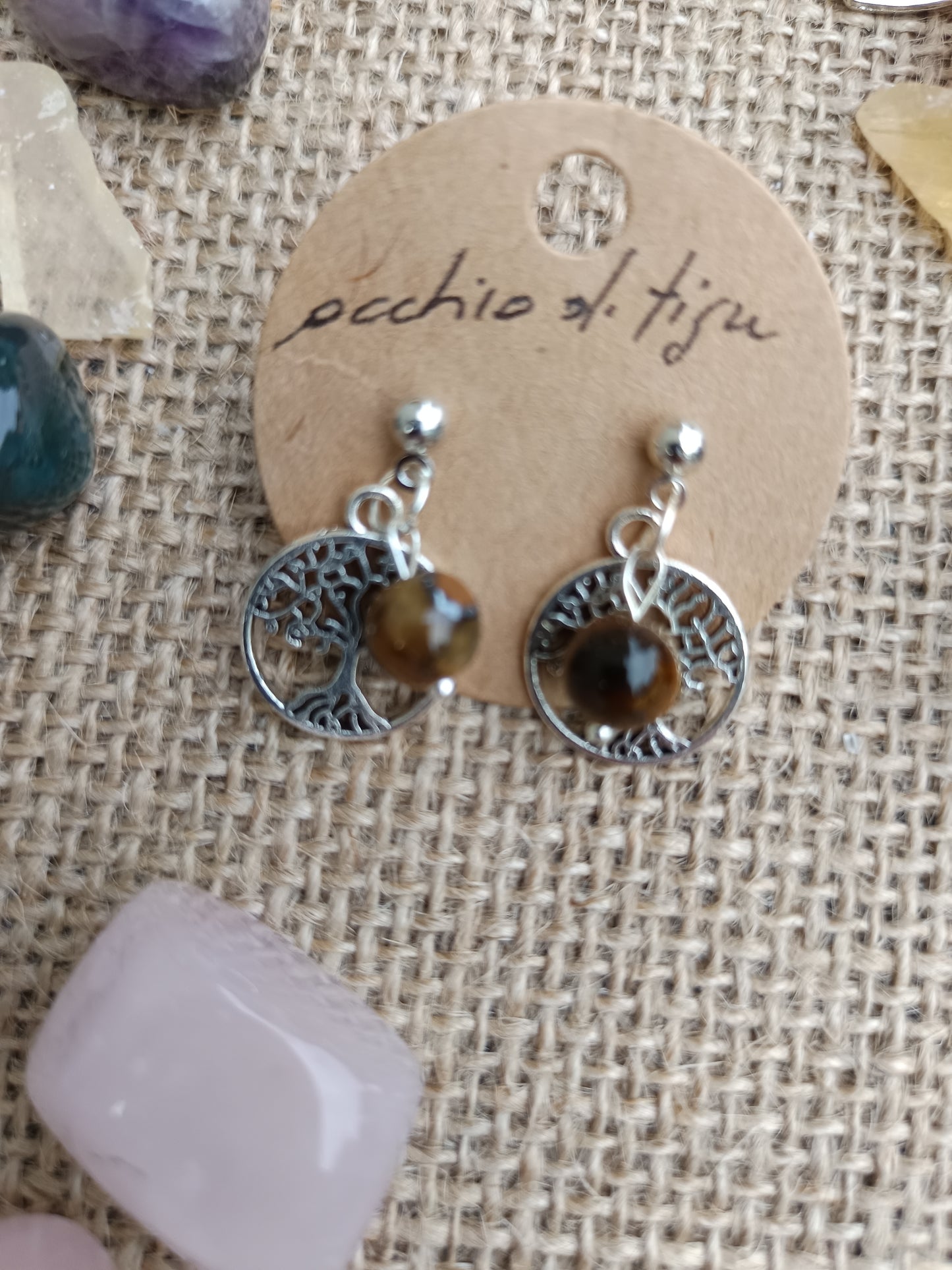 Orecchini in Occhio di Tigre e Albero della vita