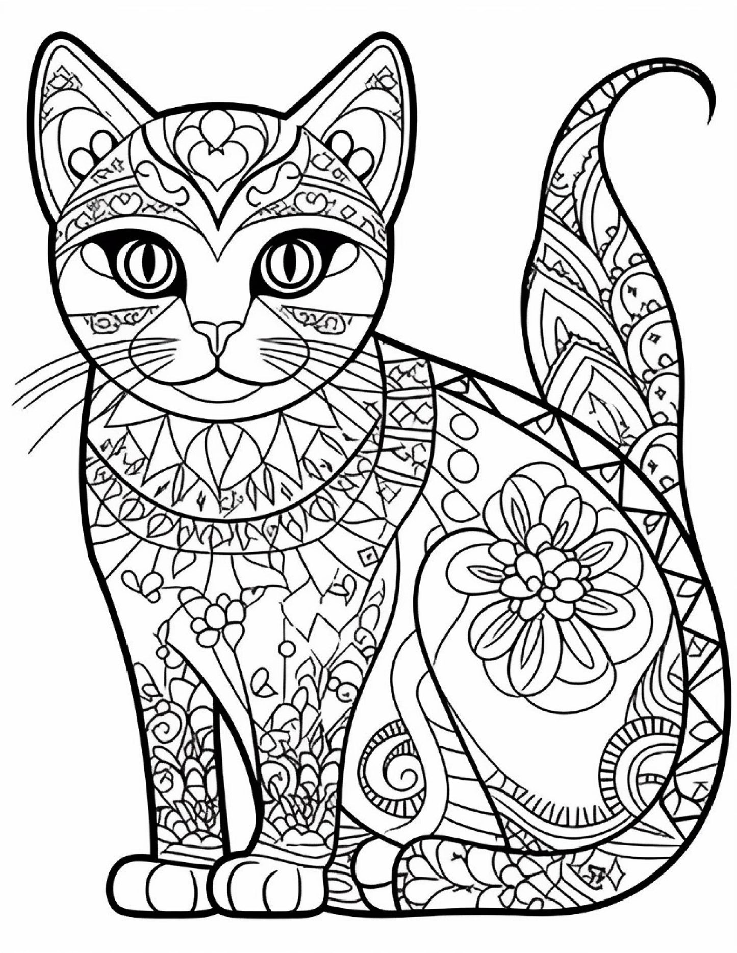 Arte e relax in 100 mandala a forma di gatto