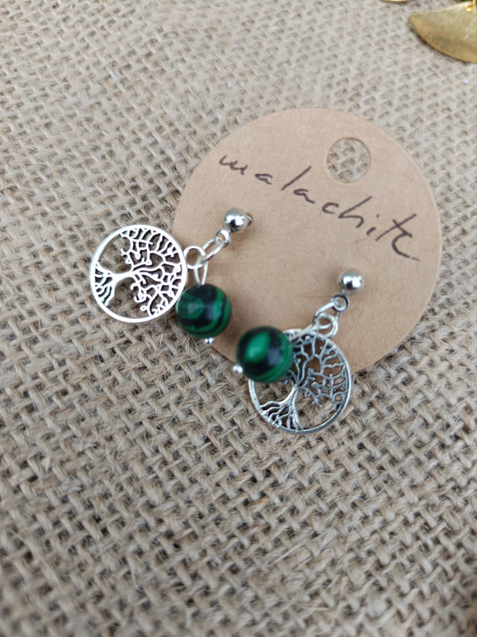 Orecchini in Malachite e Albero della vita