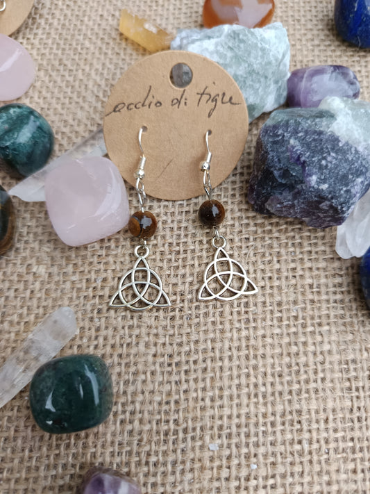 Orecchini in Occhio di Tigre e Nodo celtico