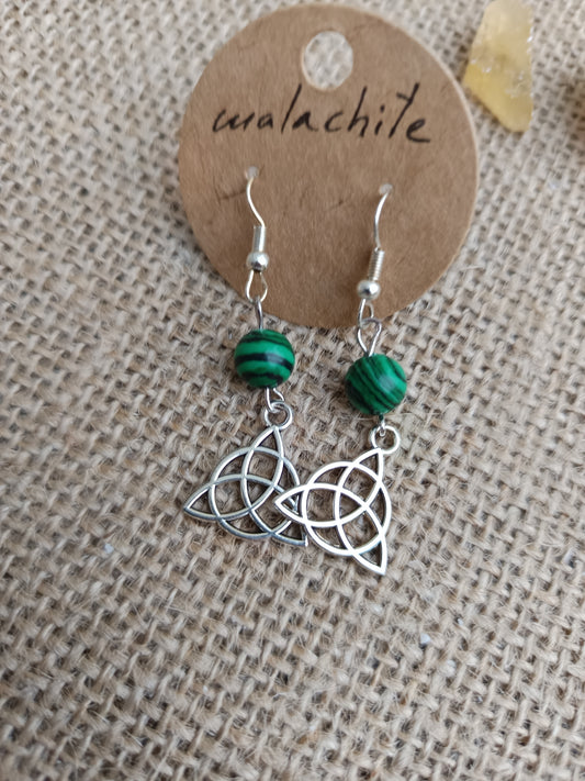 Orecchini in Malachite e Nodo Celtico