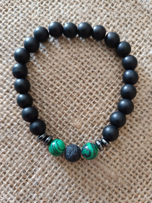 Bracciale in Malachite e Tormalina