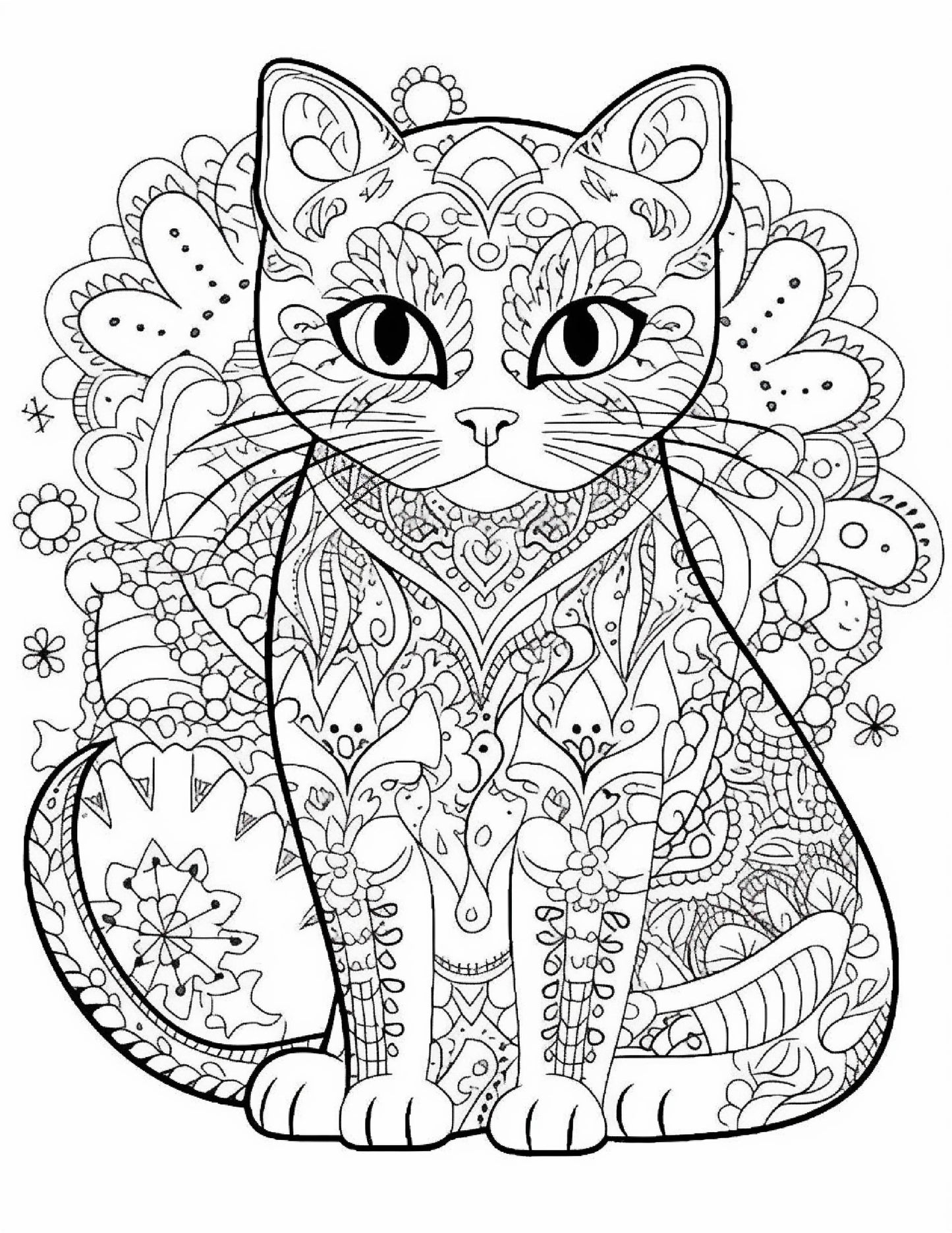 Arte e relax in 100 mandala a forma di gatto