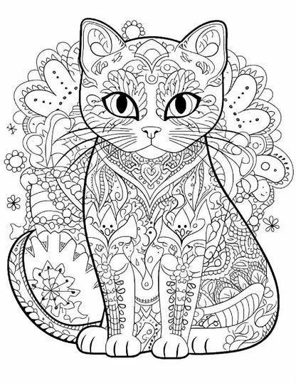 Arte e relax in 100 mandala a forma di gatto