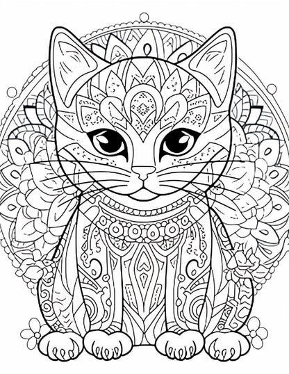 Arte e relax in 100 mandala a forma di gatto