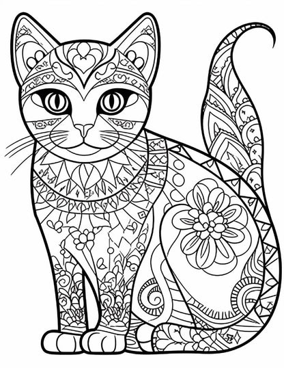 Arte e relax in 100 mandala a forma di gatto