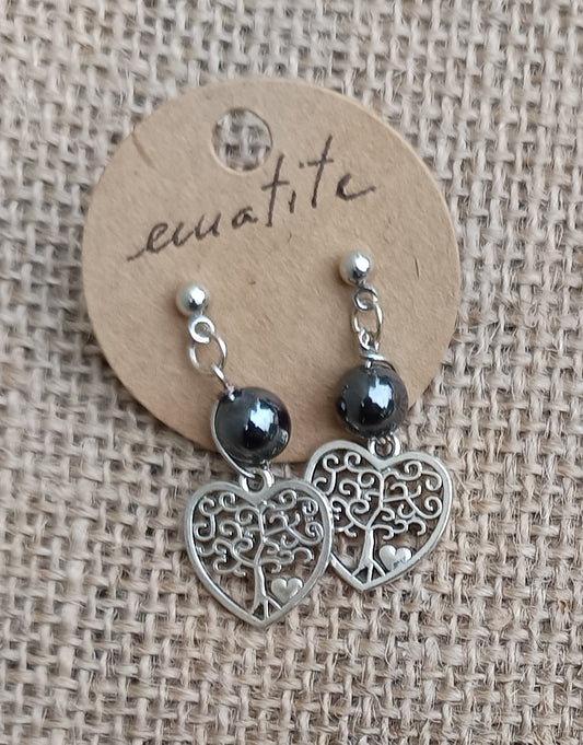 Orecchini in Ematite e Albero della vita